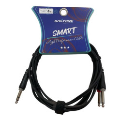 Roxtone - SAYC100L3 Kabel audio Jack 6.3mm stereo 2 x Jack 6.3mm mono 3m